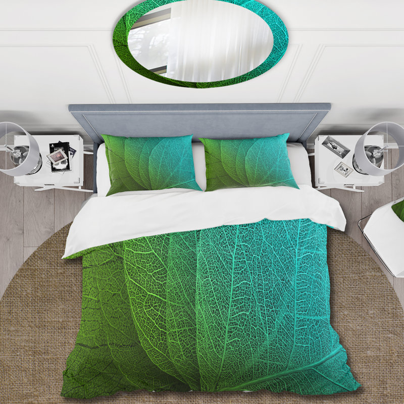 Macro Zoom Of Green Leaves - Ensemble de housse de couette traditionnel - Microfibre de polyester