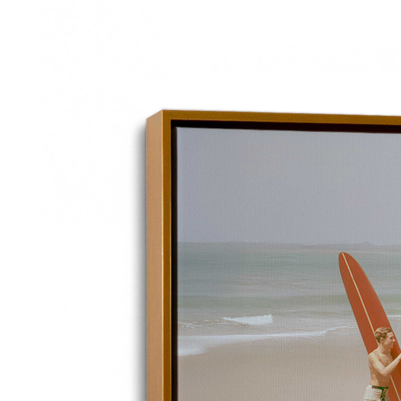 Surf Club Summer sur toile, H 12,75 po x l 18,75 po, Cadre flottant or poli