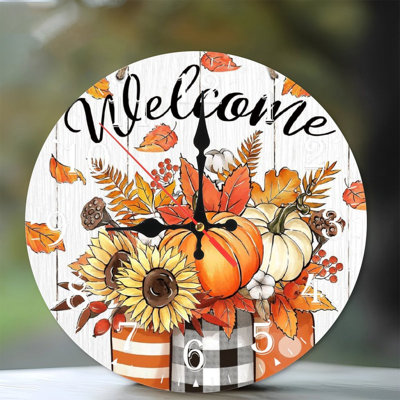 Horloge murale en bois 10 po, mouvement silencieux, à piles (piles AA non incluses), décor artistique, parfait pour les décorations
