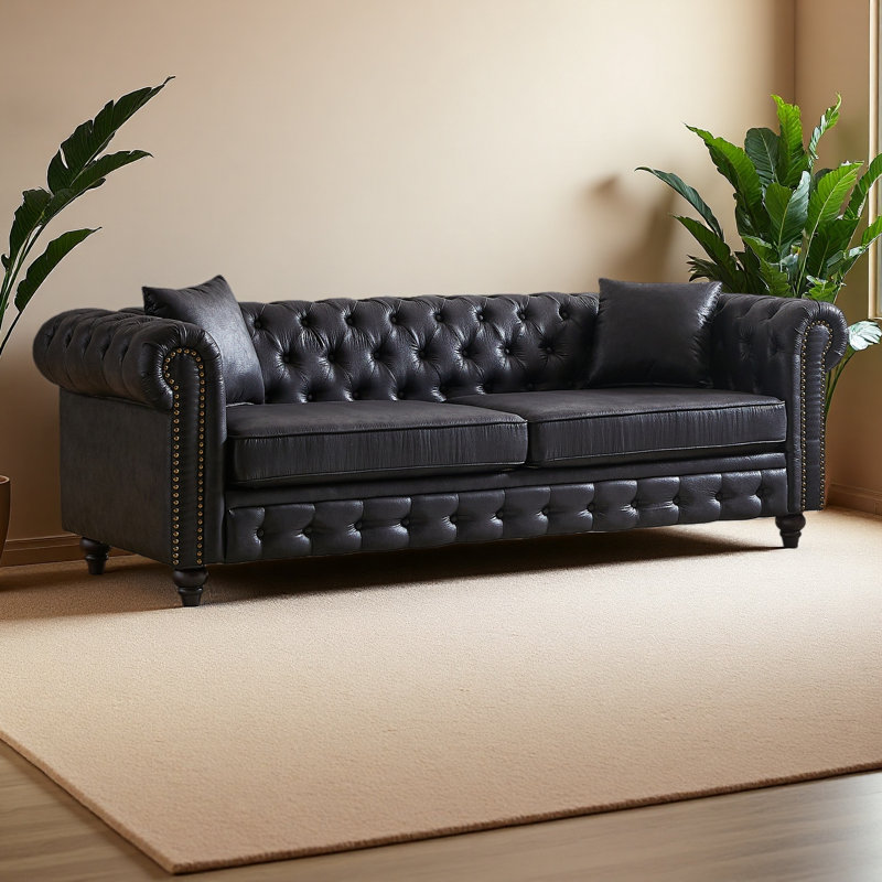 Canapé Chesterfield 85,5 po, Noir
