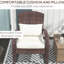 Chaise berçante blanc crème à dossier haut, coussin de siège et coussin tendance pour jardin