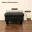 Banc de rangement avec repose-pieds, similicuir piqué et capitonné, noir-129448075