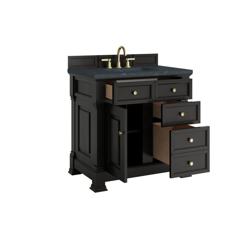 Brookfield 36'' W Single Vanity, Black Onyx, Charcoal Soapstone, Widespread