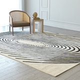 Hand Tufted Geometric Area Rug in Black