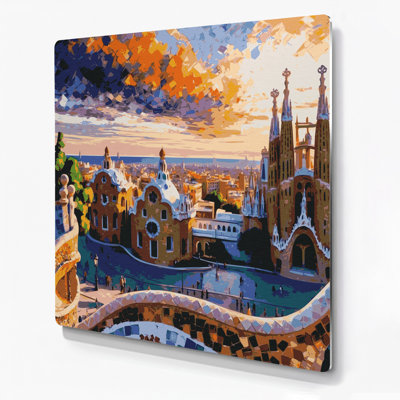 Cities Barcelona Spain Purple Metal Wall Art