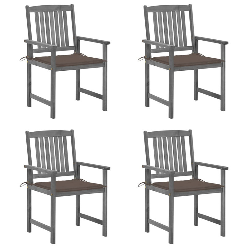 Chaise de patio en acacia avec coussin, Taupe, gris