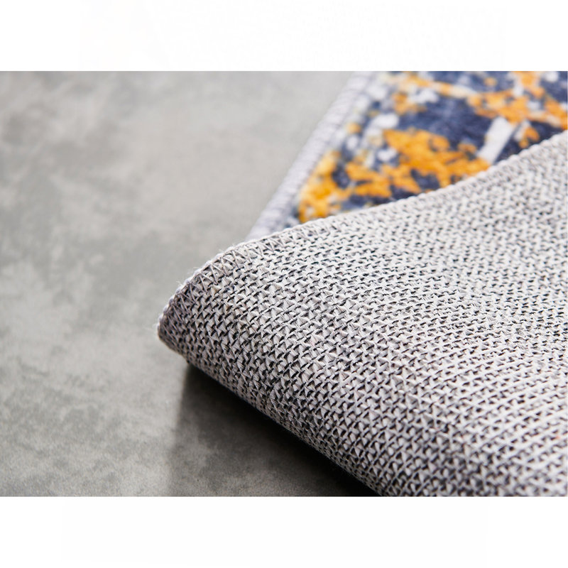 Tapis gris rouille lavable à la machine à motif abstrait Abstract, Rectangle 7 pi 6 po x 10 pi 6 po