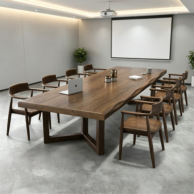 Nut-brown Simple Solid Wood Conference Table