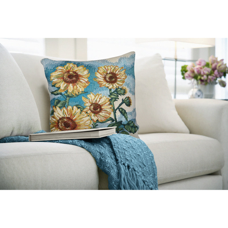 Floral Outdoor Throw Pillow, Height 18" x Width 18"