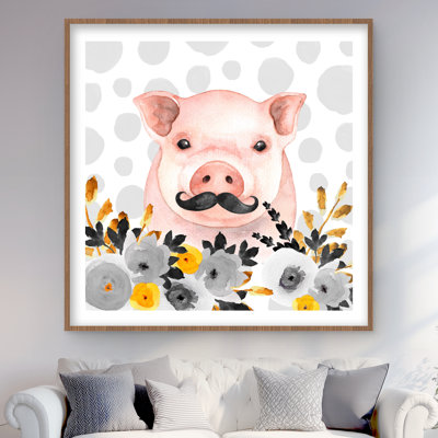 Petit cochon déguisé - reproduction encadrée mate pour la décoration intérieure