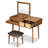 43.3" Classic Wood Makeup Vanity Set With Flip-Top Mirror And Stool, Dressing Table With Three Drawers And Storage Space