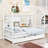 Wooden House Bed with Twin Size Trundle and Shelves-1610203027-1610203024