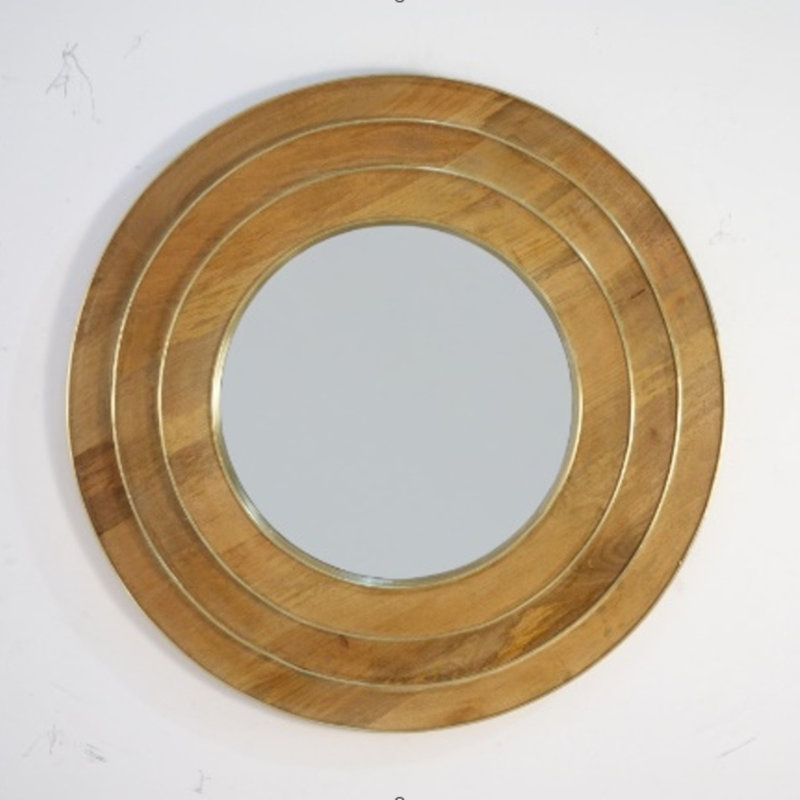 Miroir rond en bois manufacturé Jakorey