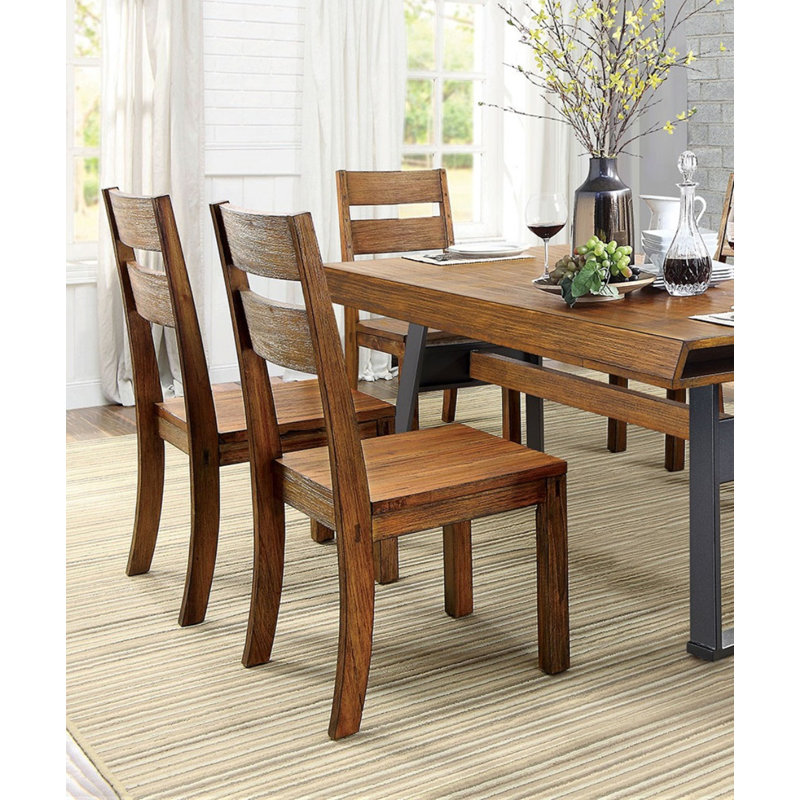 Ensemble de cuisine en bois massif de style rustique avec chaises à panneau 2 pièces