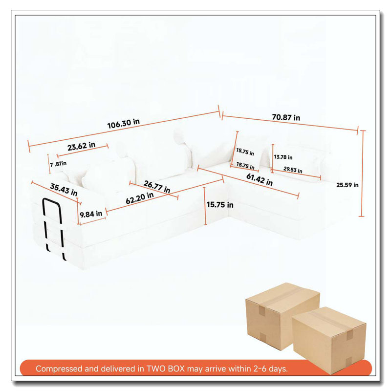Canapé modulaire en L, Orange