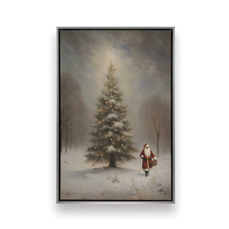 «Santa's Tree» par Jo Moulton, reproduction d'art, H 25,5 po x l 19,5 po, Impression sur toile flottante sans passe-partout