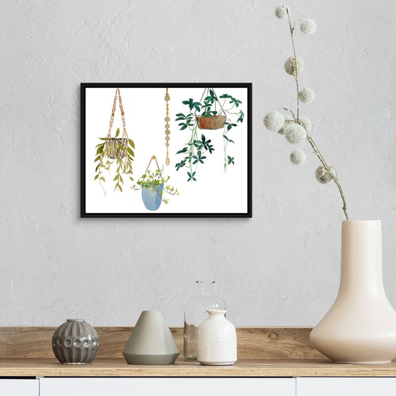 «Hanging Greens I», art mural sur toile, H 13 po x l 16 po, Toile avec cadre noir