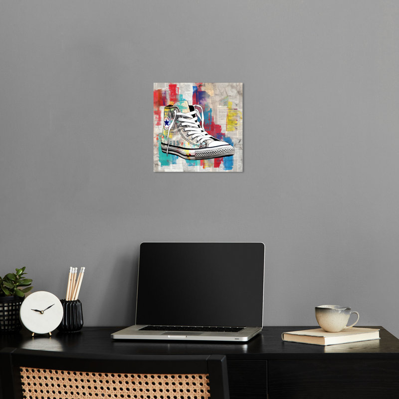 Art mural moderne "Sneaker" par Notoriart, H 12 po x l 12 po, Toile tendue