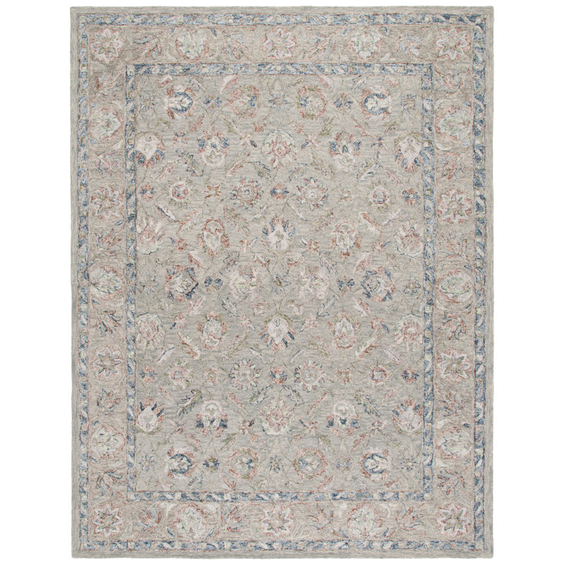 Georgiana Hand Tufted Wool/Cotton Oriental Rug in Grey/Rust, Rectangle 8' x 10'
