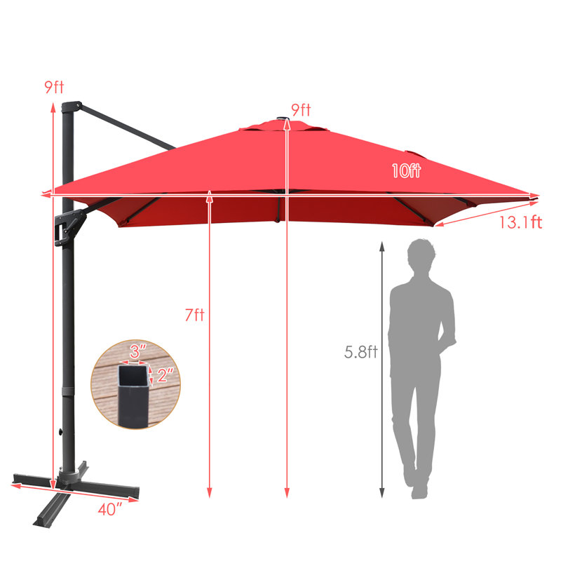 Parasol en porte-à-faux 120 po Abdullatif, Vin