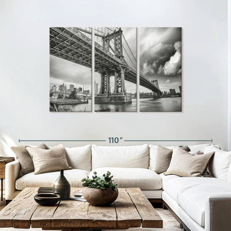 Lilie BW Manhattan Bridge, H 48 po x l 74 po