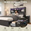 Platform Bed Frame With 4 Under‑Bed Storage Drawers, Storage Headboard With Pull Out Nightstands, Charging Station & Rgb Led Lights, No Box Spring Required-1139517461-1139517451