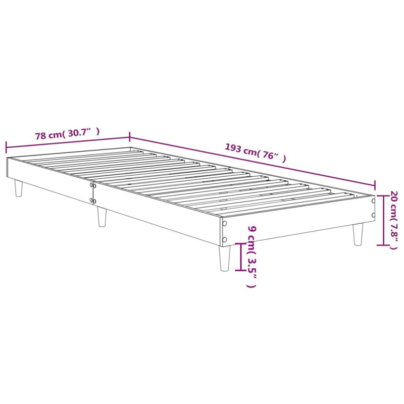 Brotherhood Bed, 75 x 190cm, Brown Oak