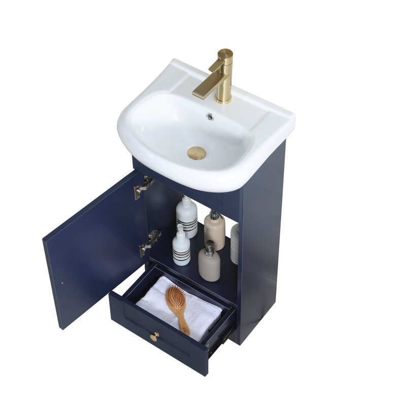 Meuble-lavabo simple 16 po avec comptoir en céramique 16 po