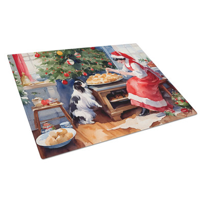 Japanese Chin Christmas Cookies Glass Cutting Board