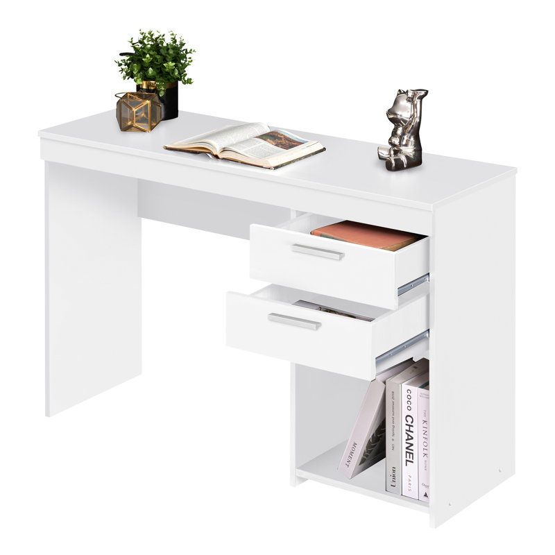 Bureau d'écriture avec rangement Home Office, Blanc