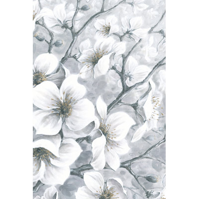 Gold And White Flowers Cooled - Wrapped Canvas Painting