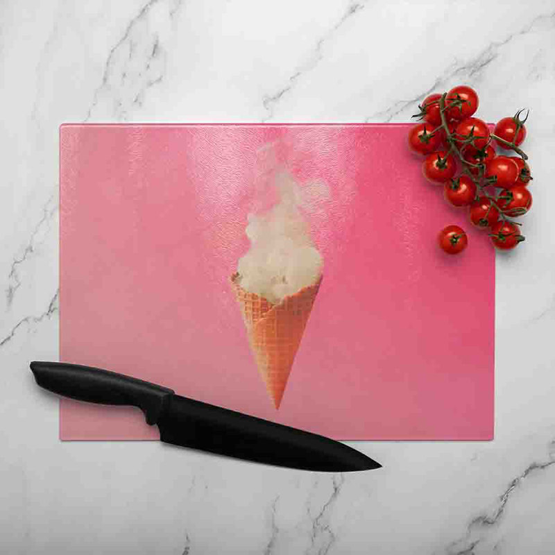 Smoking Ice Cream Cone Glass Chopping Board, 40cm L x 28cm W