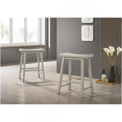 Ensemble de 2 tabourets ergonomiques de hauteur comptoir sans dossier gris clair de 17,5 po Alfonso