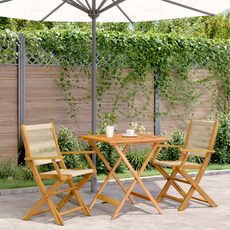 Kryan 2 - Person Solid Wood Patio Dining Set Square Table, Light Beige