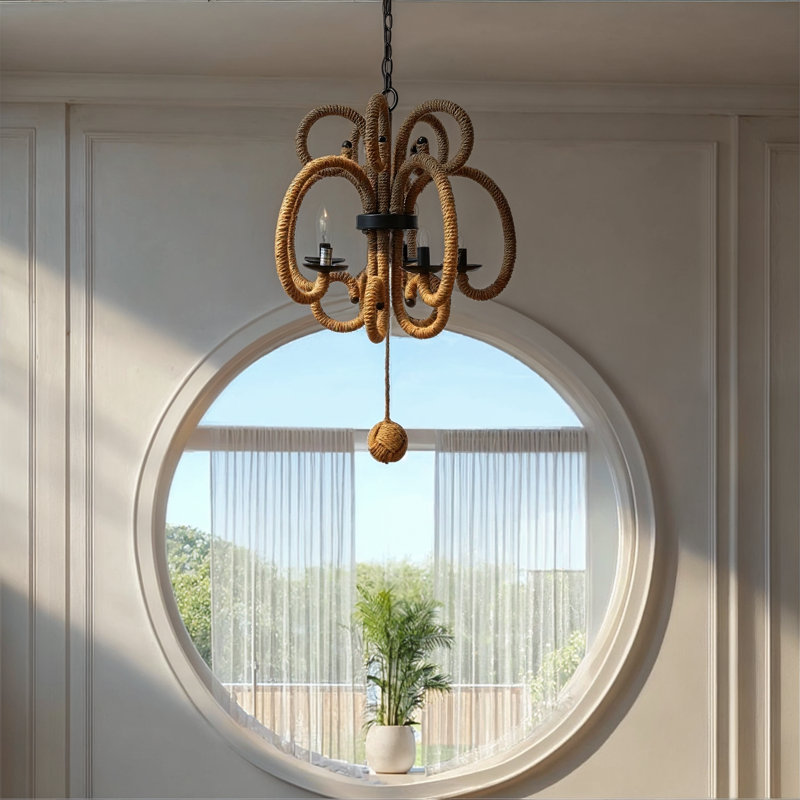 Lustre en jute avec 5 lumières