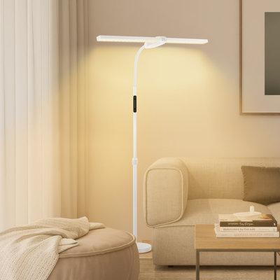 Lampe sur pied 68,5 "à DEL à intensité variable avec double tête et lampe DEL super brillante 18W avec télécommande