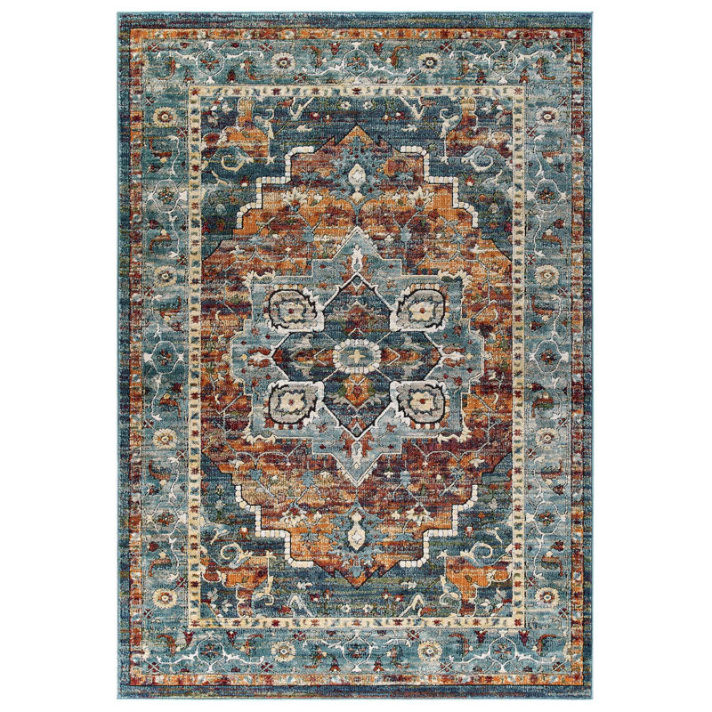 Modway Tribute Diantha Distressed Vintage Floral Vintage Medallion Area Rug, 8x10, Multicolor, Rectangle 5' x 8'