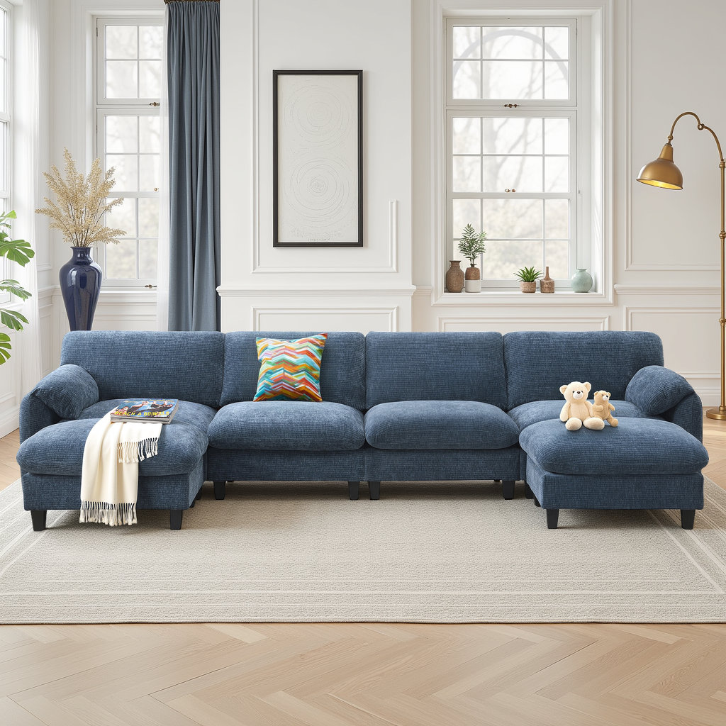 Ebern Designs ?U-Shaped Modular Sectional Sofa - 6-Seat Chenille Couch ...