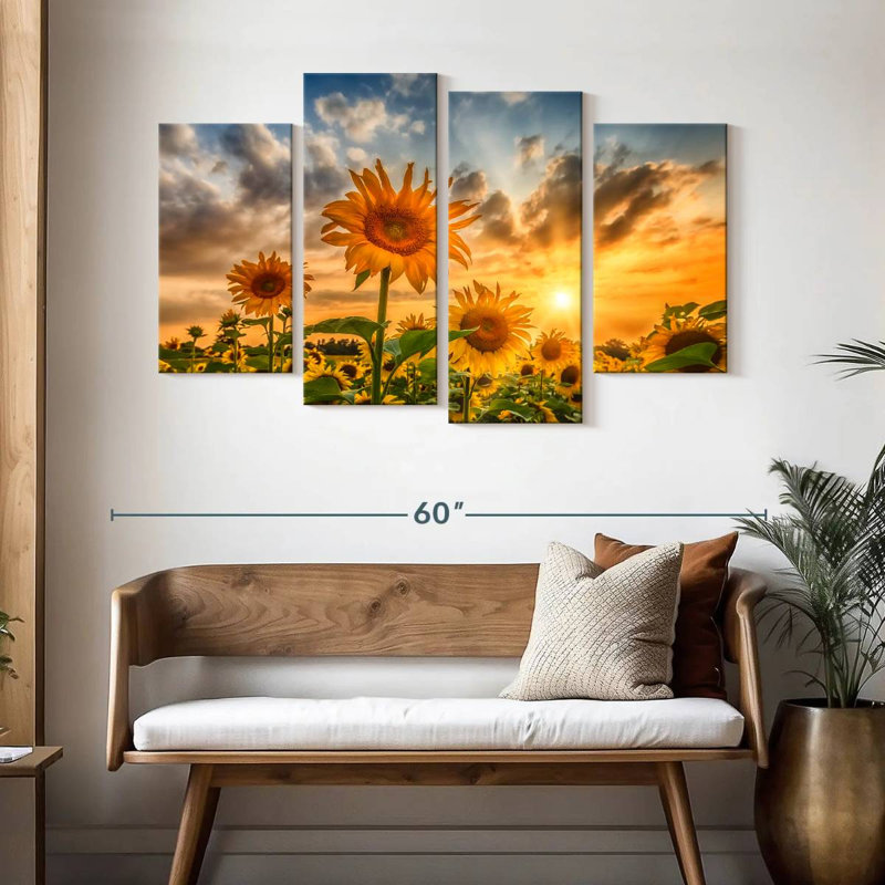 Alvord tournesols au coucher du soleil, H 32 po x l 52 po