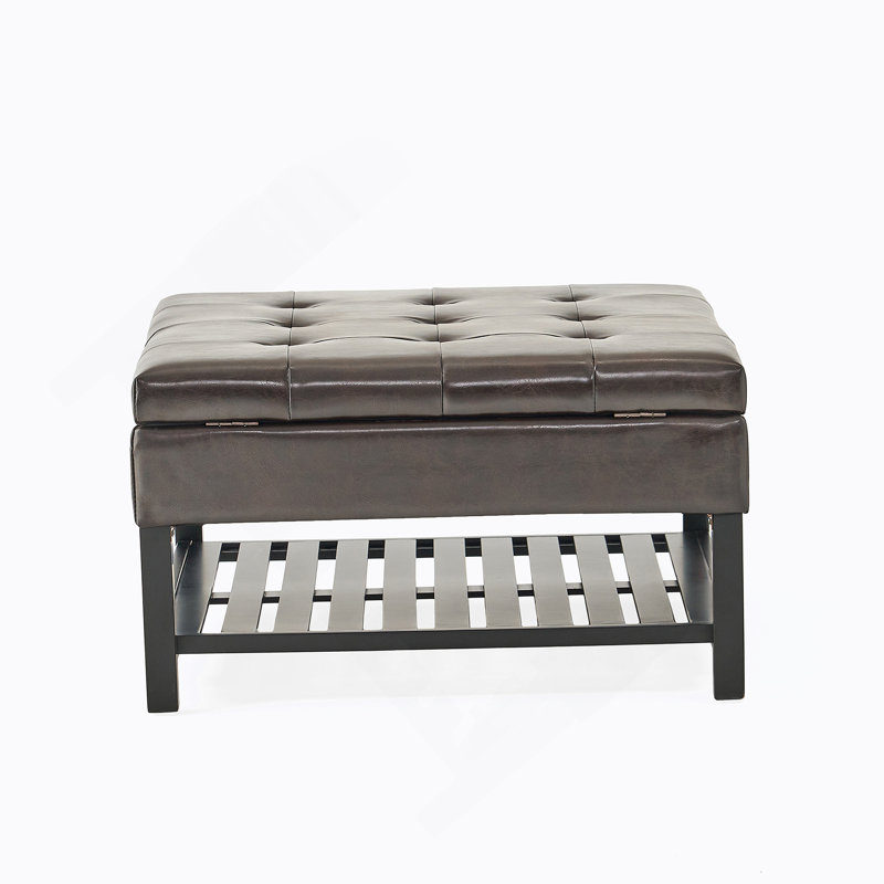 Rectangle Tufted Upholstered PU Ottoman