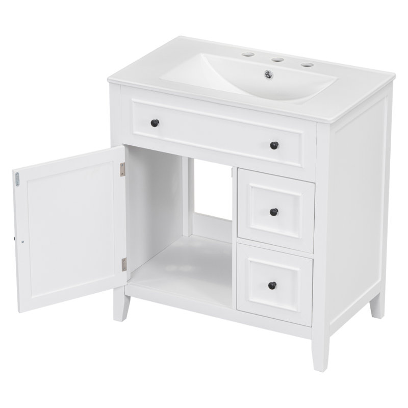 Meuble-lavabo avec comptoir d'évier / meuble-lavabo avec porte et deux tiroirs / meuble-lavabo