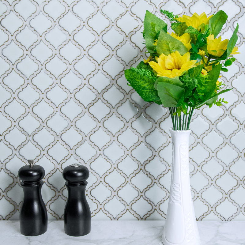 Hudson Tangier 2" x 2" Porcelain Arabesque Mosaic Wall & Floor Tile, Silk White