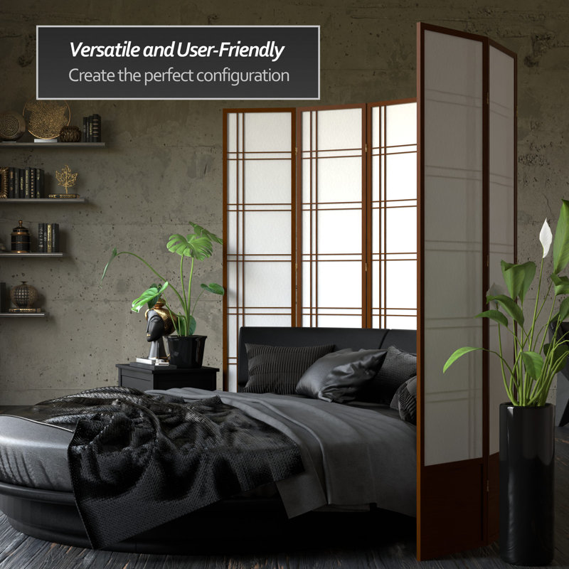 Keitez 83.5'' H Solid Wood Folding Room Divider, 6 Panels, Walnut