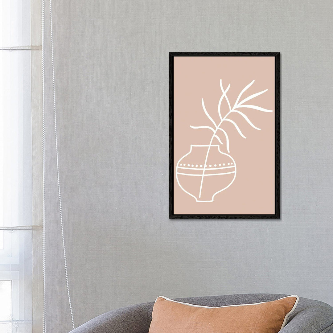 Inspired Pink Plant Silhouette Line Boho von Pixy Paper - Gallery-Wrapped Canvas Giclée on Canvas