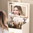 3 In 1 Bedroom Vanity With Open Mirror And Space Design White Dressing Table Large Drawer Hidden Organizer -