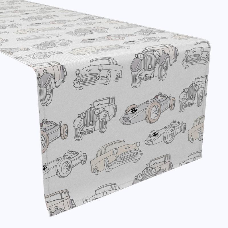 Table Runner, 100% Cotton, 16X108", Retro Transportation, 108" L x 16" W