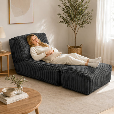 Extra-large folding beanbag chair filled with high-quality sponge, convertible sofa bed with pillow, portable single-layer sofa for living room and bedroom, single seat