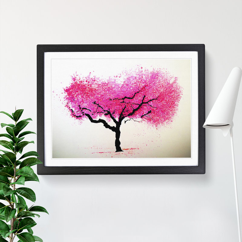 Inspiring Cherry Blossom Tree - Single Picture Frame Print, 46cm H x 64cm W x 2cm D, Black