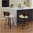 Swivel Bar Stools Set Of 2, 26" Upholstered Faux Leather Counter Height Barstools With Walnut Back & Bentwood Legs, Mid Century Modern Bar Chairs Island Stools For Kitchen Counter, Beige PU-1008593260