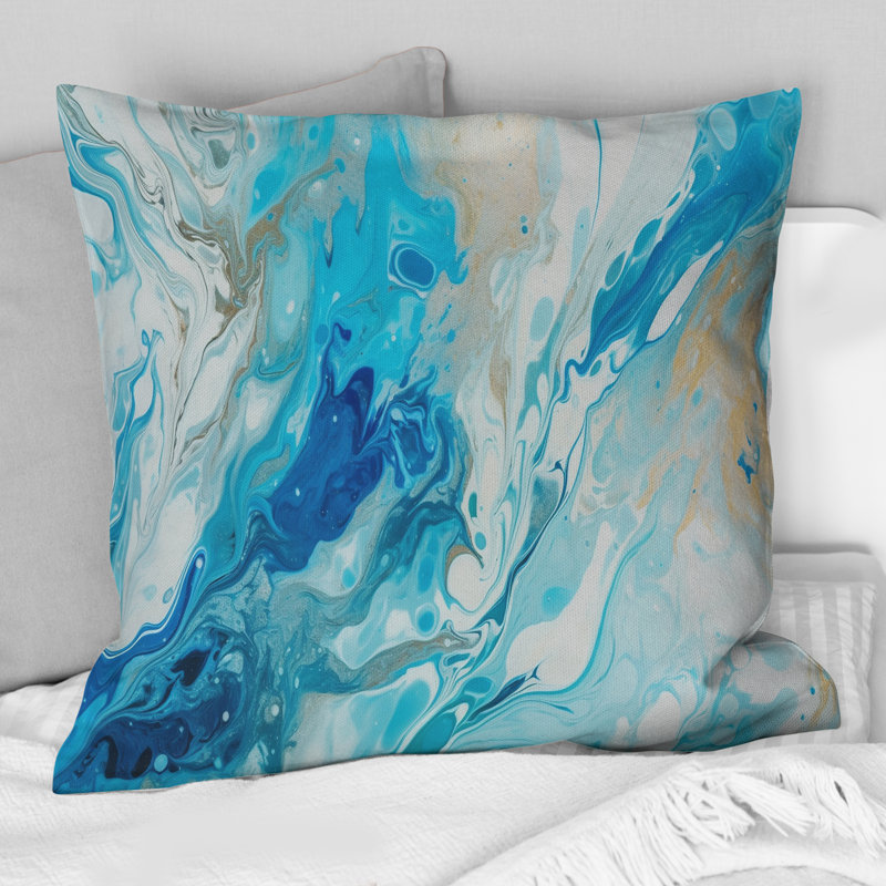 Blue And White Embracing The Unknown I - Abstract Printed Throw Pillow